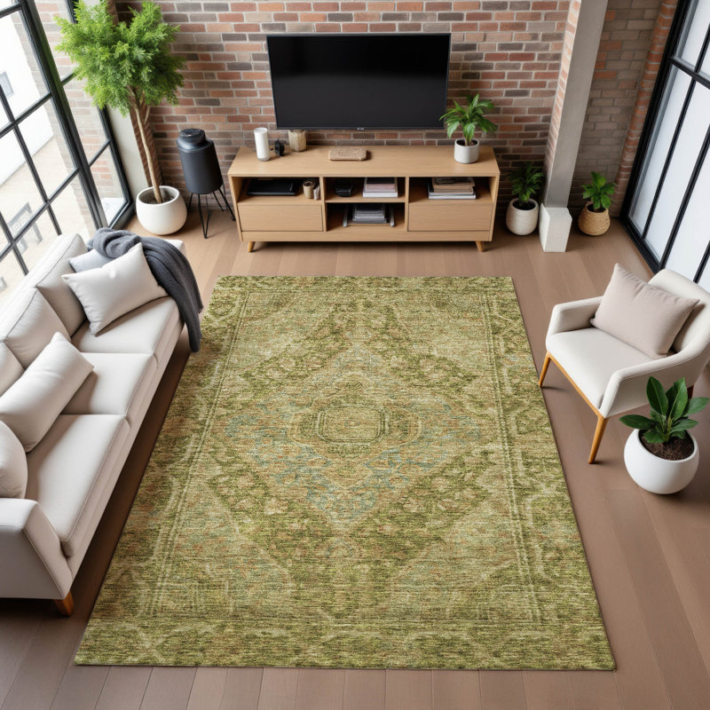 Premium Machine Washable Lubbers AMF1761 Border Rug, Rectangle 2'6" x 3'10"