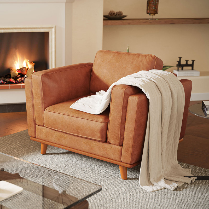 Fauteuil d'appoint 41,5 po Shanteka, Cuir véritable brun