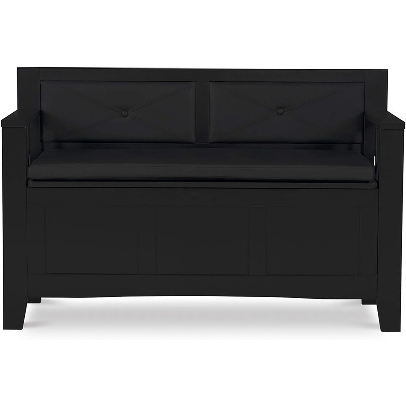 Upholstered Storage Bench, Black