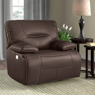 Pomona 42" Upholstered Power Recliner with Adjustable Headrest with Pillow Top Arms