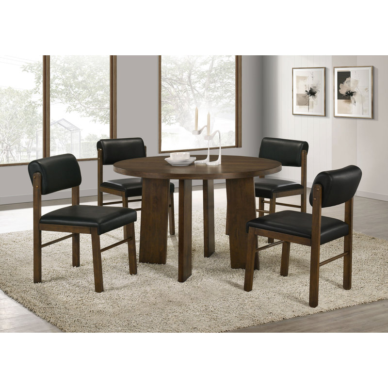 Ensemble de salle à manger 5 pièces Strouse, Black/Walnut, Walnut