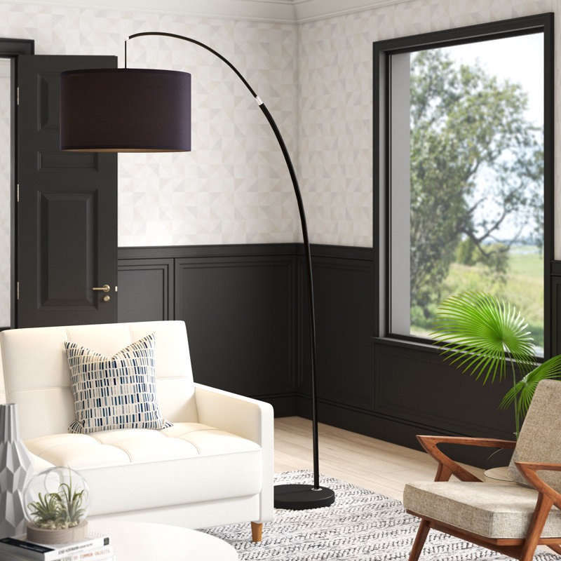 Lampe sur pied arquée 86 po Keiyona, Noir