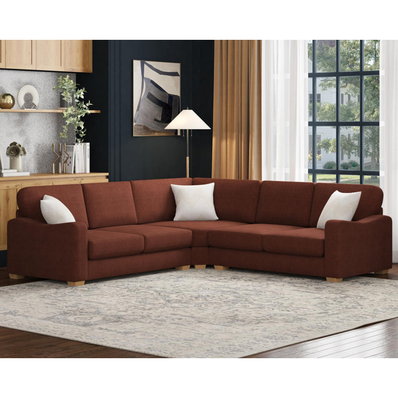 Theadford Corner with two seats both sides, Fixed Back, Olive Polyester