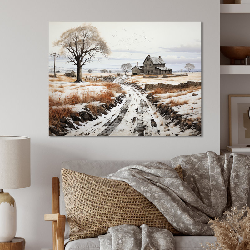 «Winter Farm», reproduction sur métal, H 12 po x l 20 po x P 1 po