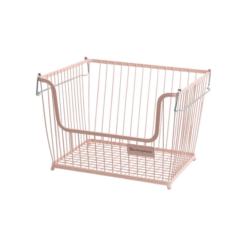 Buckingham Multi-Purpose Stackable Storage Organising Basket, Pink, 23cm H x 27.5cm W x 31.5cm D
