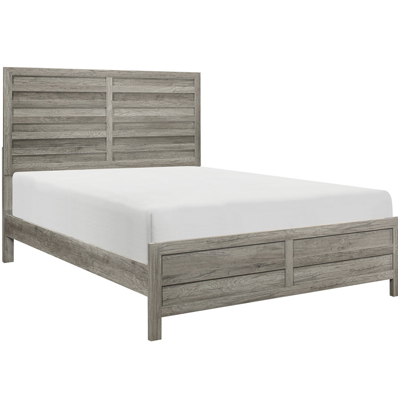 Grand lit avec attrait rustique, option de pièce de chambre à coucher au fini pin vieilli, cadre, Gray