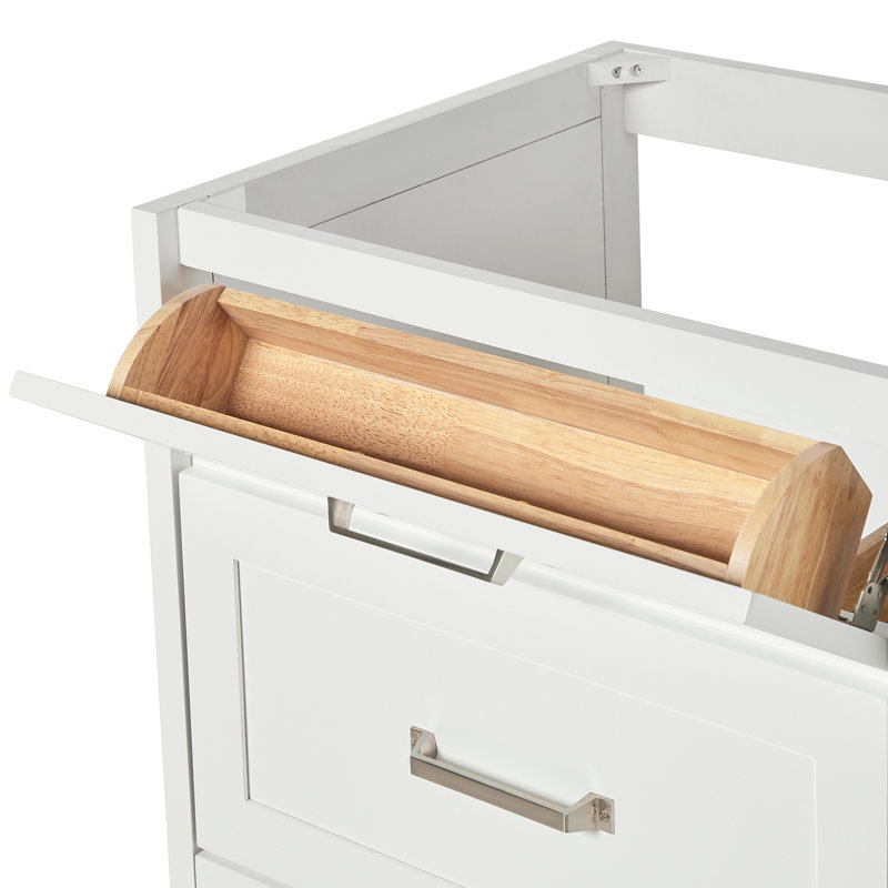 Ensemble de meuble-lavabo double rectangulaire 60 po avec comptoir en quartz de Carrare blanc Ariel Monroe, Blanc