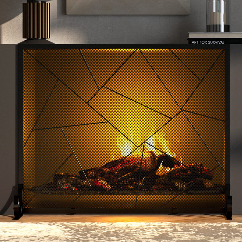 Iron Geometric Fireplace Screen