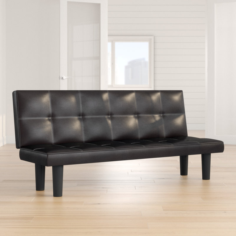 Berryhill 3 Seater Faux Leather Sofa Bed, Black