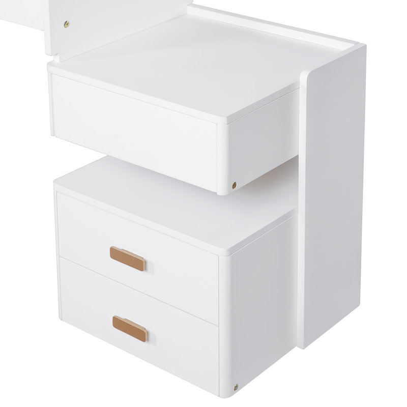 Meuble-lavabo 3 en 1 avec miroir rabattable, Blanc