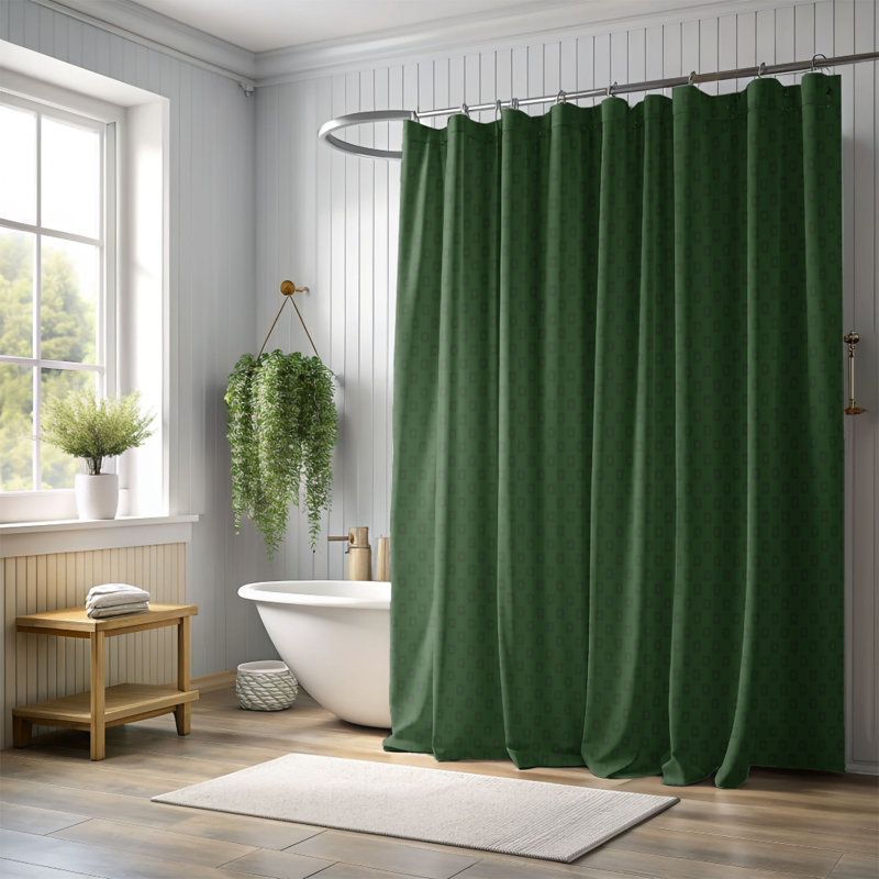 Rideau de douche Comfy Citrus - Premium, H 74 po x l 71 po, Vert foncé