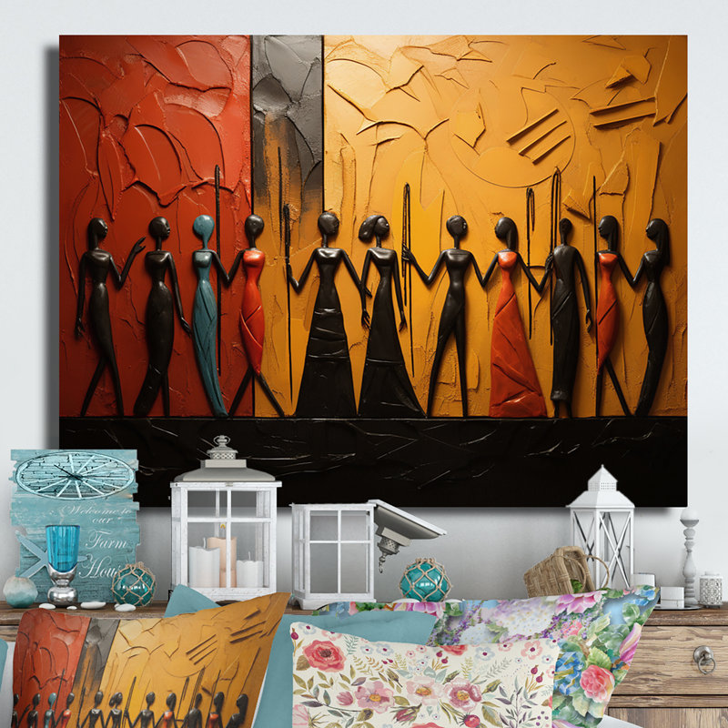 Reproduction d'art mural africain Tribal africain Rhythms, H 34 po x l 44 po