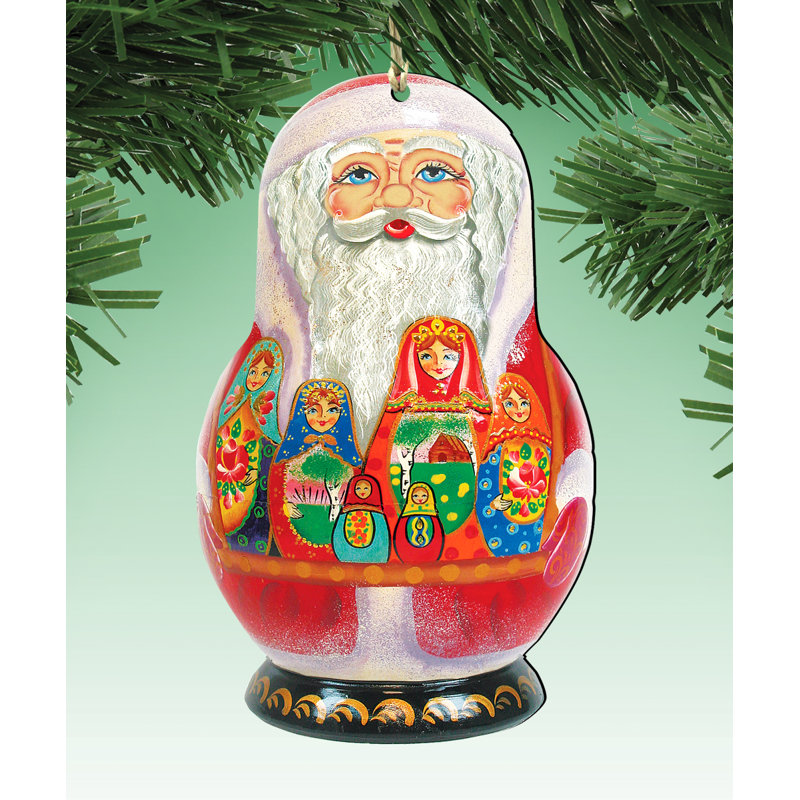 Ensemble d’ornement figurine de noël en bois pour noël matryoshka 3 pièces