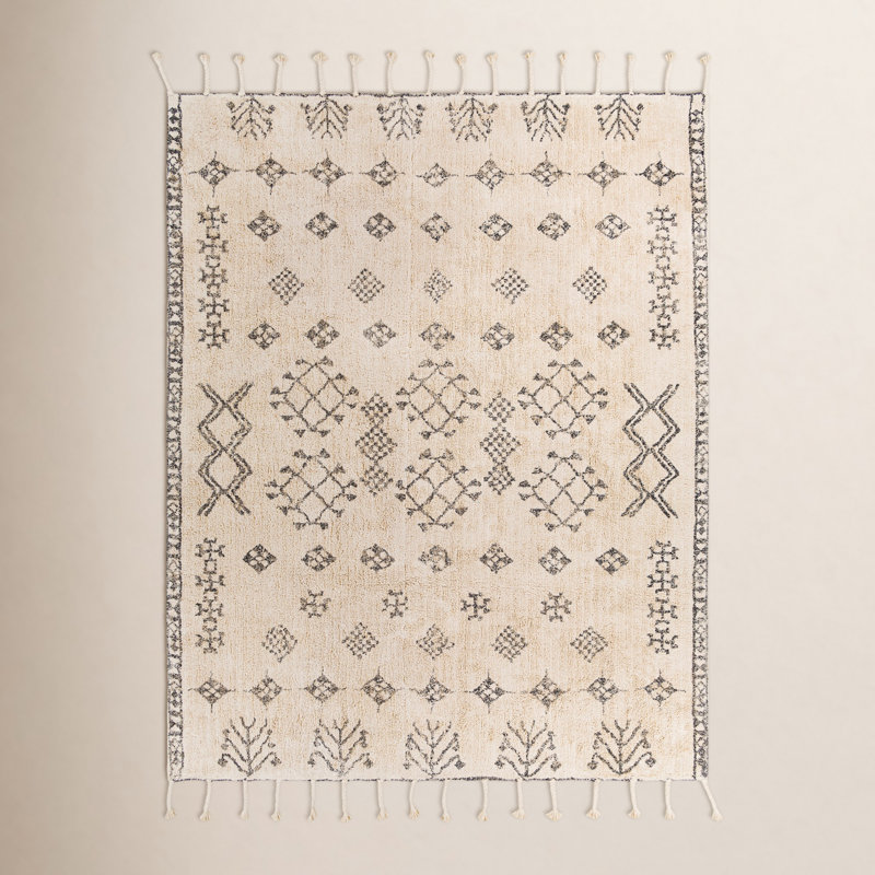 Tapis marocain en coton fait à la main Vannie, Rectangle 8 pi x 10 pi