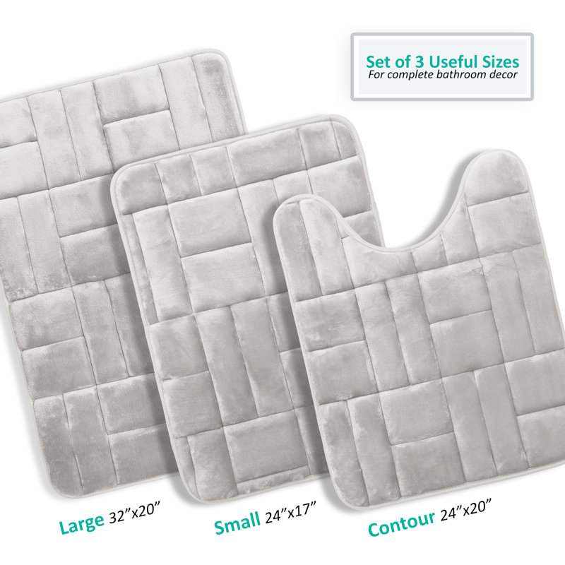 Memory Foam Non-Slip Bath Rug, Silver