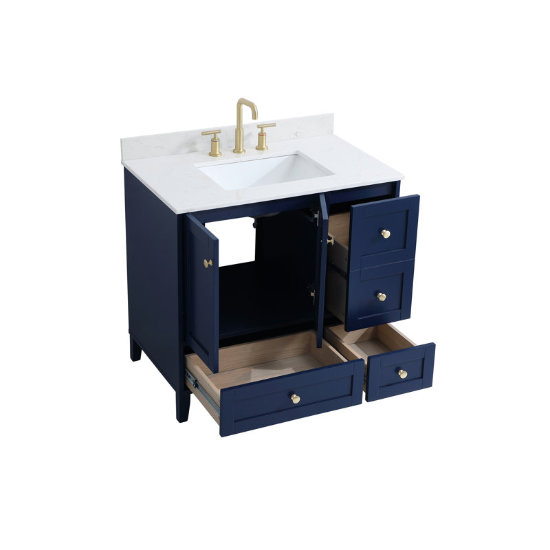Ensemble de meuble-lavabo simple 36 po Selma, Bleu