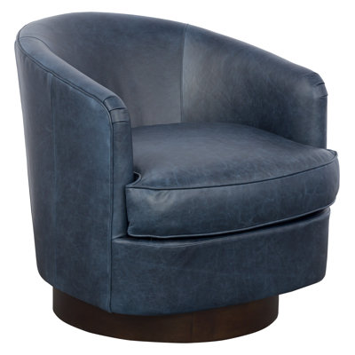 Fauteuil demi-tonneau pivotant en cuir véritable Tipy