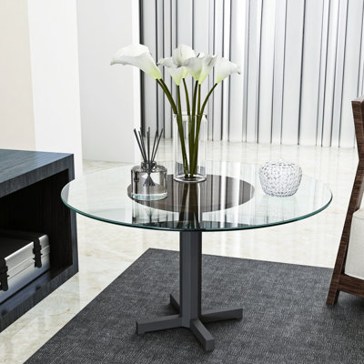 Plateau de table en verre trempé rond de 24 po; verre transparent, bord arrondi de 1/4 po d'épaisseur (ancien sku: W126560368)