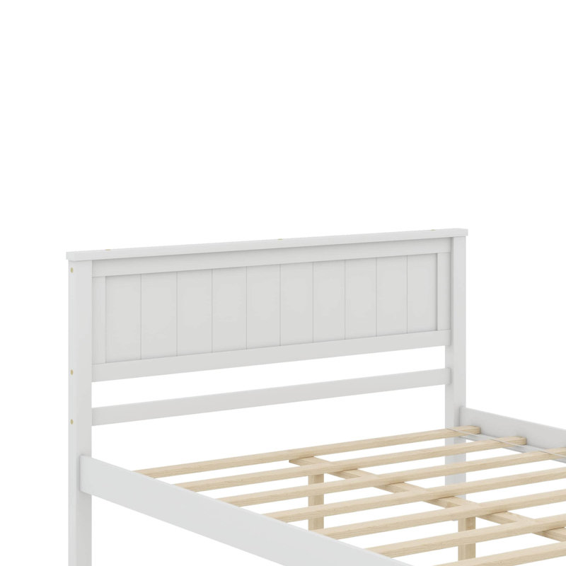Lit plateforme avec tête de lit, Blanc, Double