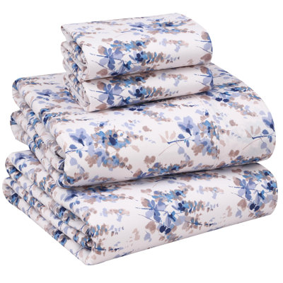 100% Cotton Sheets Sets Soft Crispy Percale Cooling Sheets 16 Inch Deep Pocket Bed Sheets