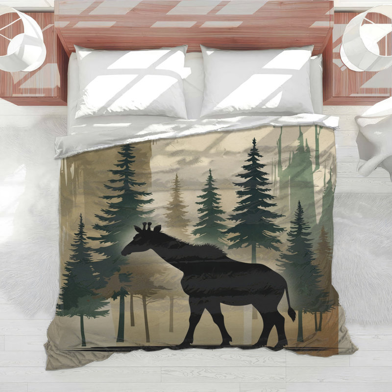 Giraffe Silhouette Forest Comforter, King