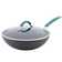 Rachael Ray Cucina Hard Anodized Nonstick Stir Fry Pan with Lid, 11 Inch, Gray, Agave Blue Handles