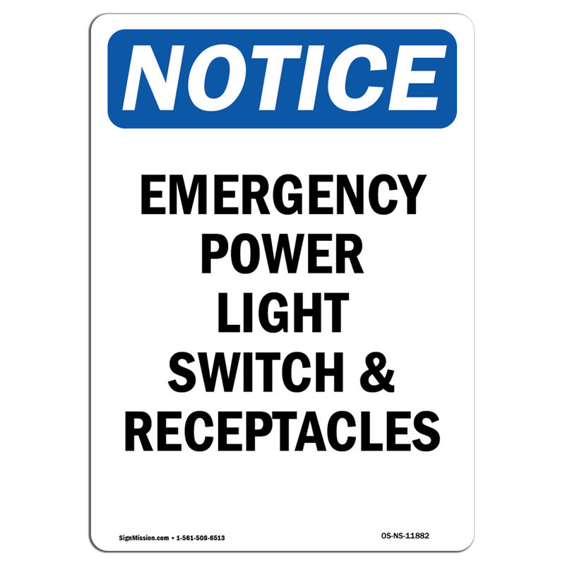 Emergency Power Light Switch and Sign