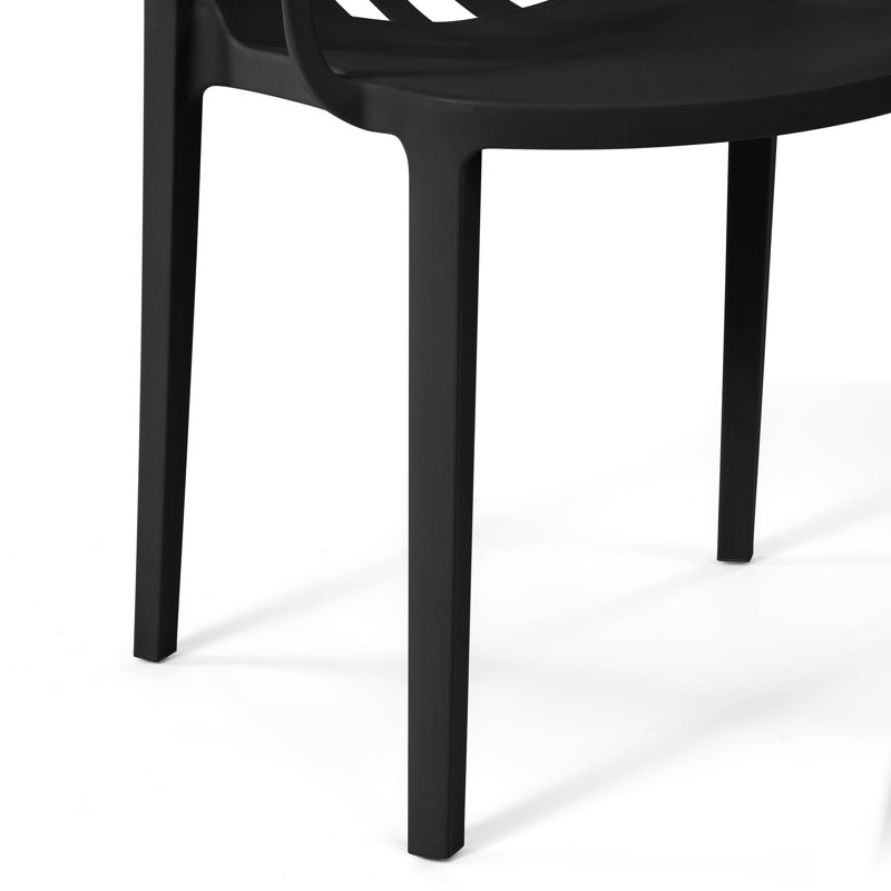 Chaise de salle à manger d'extérieur empilable (ensemble de 2), Noir
