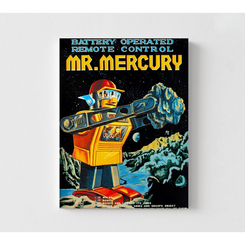 Impression sur affiche Tech Startup Team Staff Room Decor, Toy Wall Art Office, publicité rétro Robot Toy, H 7 po x l 5 po
