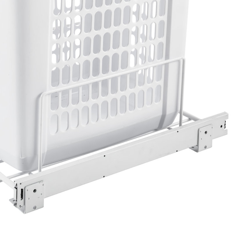 White Polymer Pullout Laundry Hamper with Full Extension Slides
