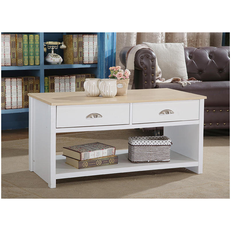 Caronni Sled Coffee Table with Storage, White