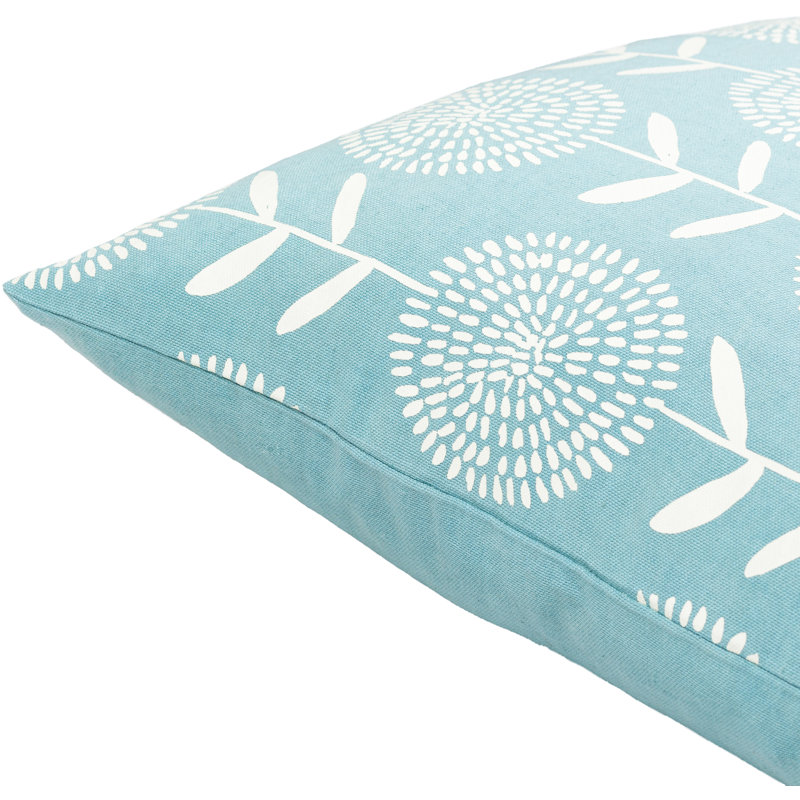 Housse de coussin et insert en L Lachen, 20 po x 20 po, Bleu sarcelle / crème