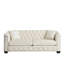 Canapé Chesterfield moderne en velours, dossier capitonné, accoudoirs cloutés et 2 coussins.-1763057932-1763057922