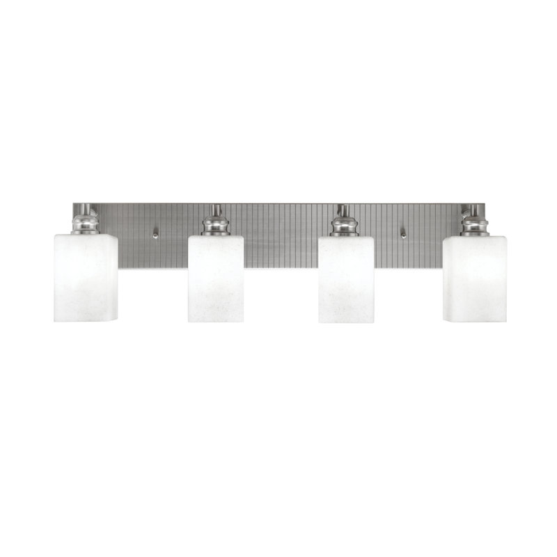 Barre d'éclairage de salle de bain 4 lumières Edge, Nickel brossé