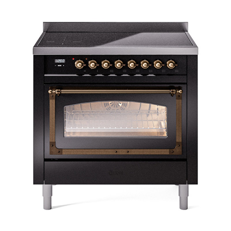 ILVE Nostalgie II Noblesse 36 po à induction, Noir brillant / bronze