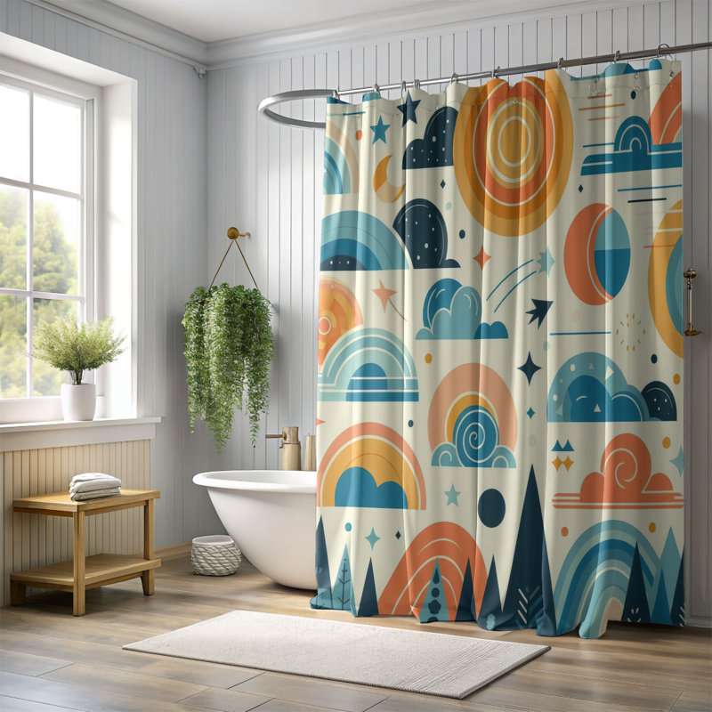 Sunny Skies - Rideau de douche standard 1 pièce, H 74 po x l 40 po