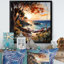 Coucher de soleil hamac près de la plage I - art mural tropical côtier-2090903696-2090903704