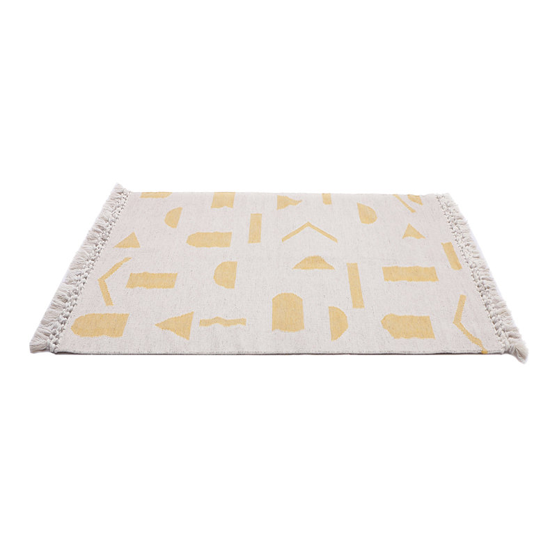 Geometric Area Rug in Yellow/Beige, Rectangle 10' x 14'