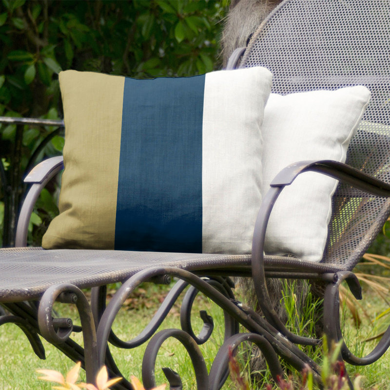 Coussin décoratif intérieur / extérieur Florida, H 16 po x l 16 po, Bleu / Orange