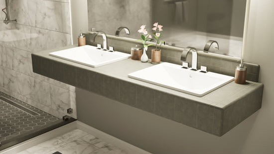 Ensemble de meuble-lavabo flottant avec planche imperméable orange The Original