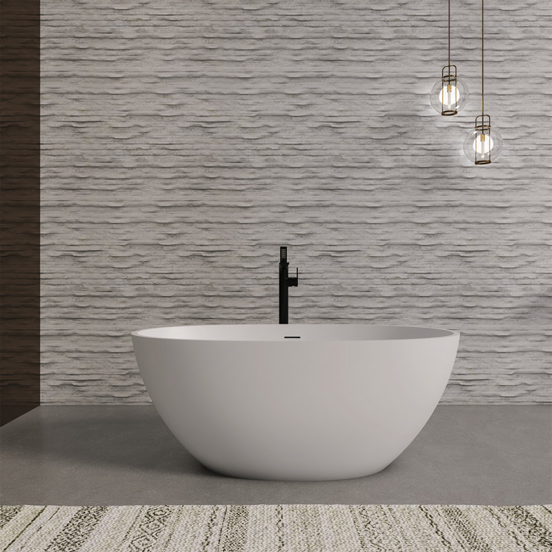 Baignoire de trempage autoportante de 55 pouces pour salle de bain, Blanc