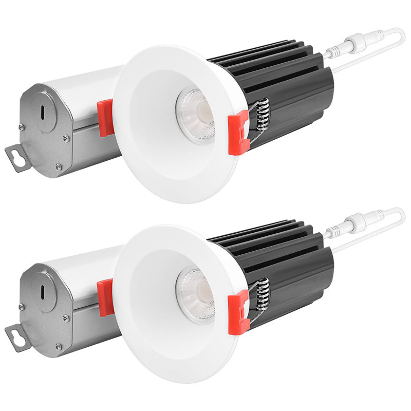 Ensemble d'éclairage encastré 2 lumières à DEL à intensité variable et étanche IC 2 po, Blanc
