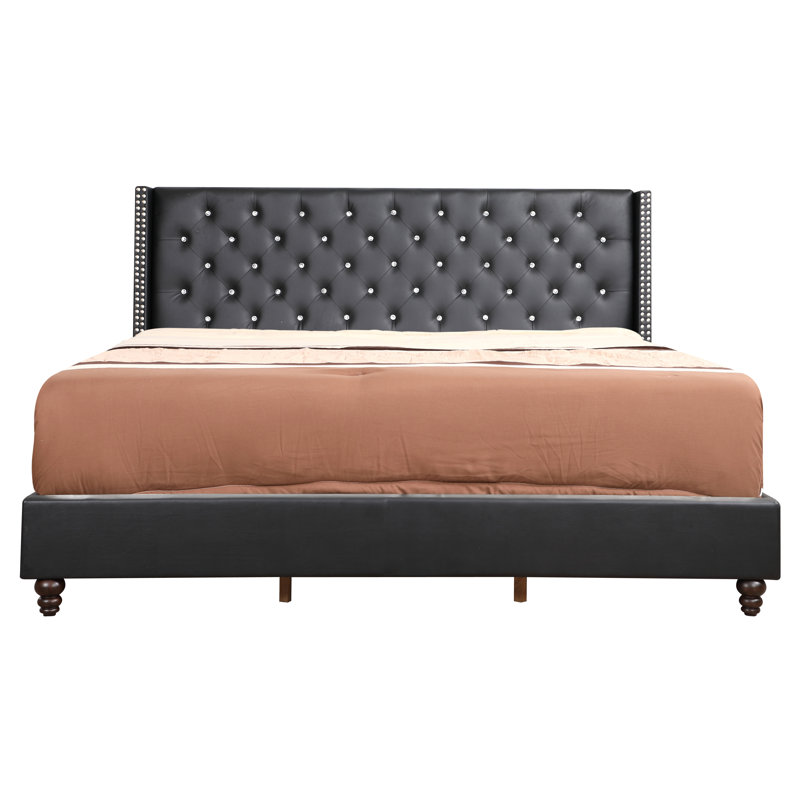Ashe Upholstered Low Profile Standard Bed, King, Black