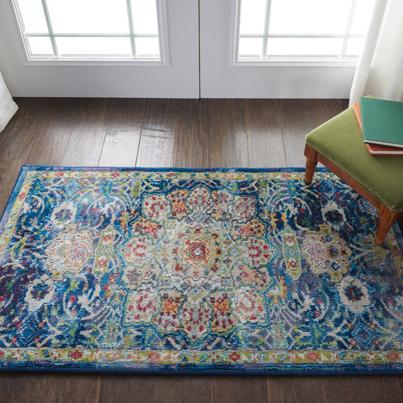 Tapis bleu d'inspiration persane Raymond, Rectangle 2 pi x 4 pi