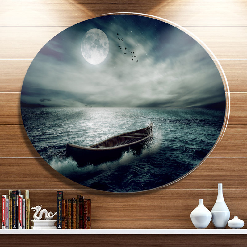 «Boat Drifting Away After Storm», impression, H 38 po x l 38 po x P 1 po, Métal