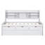 Lit capitaine simple en bois avec lit gigogne, tiroirs de rangement et bibliothèques, lit plateforme blanc délavé pour enfants
