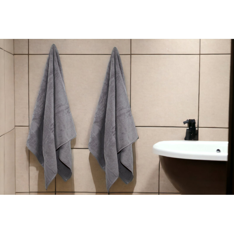  Home Signature Plus 100% Cotton Soft Luxury Absorbent Bath Towels (2 Pack) - Black, Huître