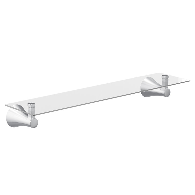 Tablette murale large en verre Flara, Chrome