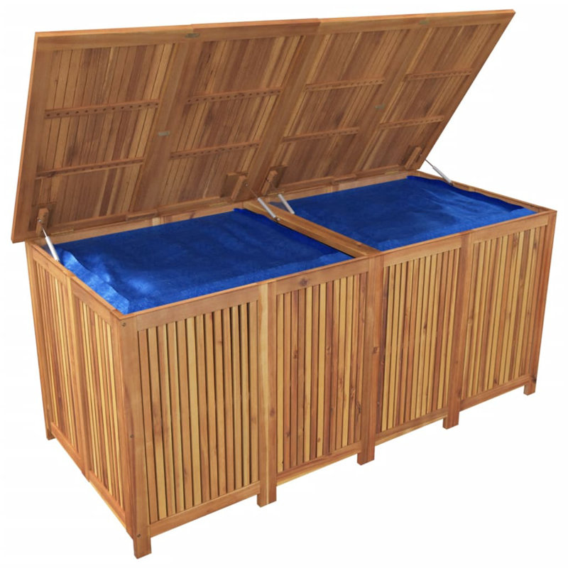 Ebern Designs Meradith 175cm W Water Resistant Acacia Solid Wood Deck Box in Brown