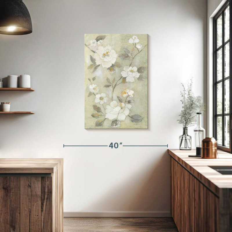 Harnek, fleurs de printemps romantiques I - blanc, H 36 po x l 24 po